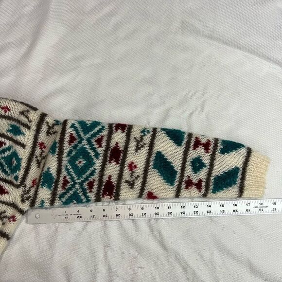 Vintage Southwest Pattern Floral Mock Neck Collar Sweater - Picture 5 of 6